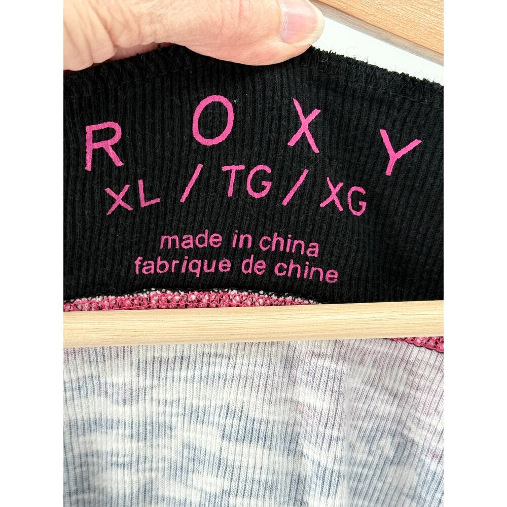 Y2K Roxy Henley Graphic Ribbed Stretch Knit XL Black Hoodie Bratz - Picture 5 of 7